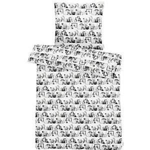 Apelt beddengoed, katoensatijn, wit/zwart, 155 x 220 x 0,2 cm, 2-delig