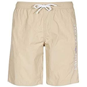 Emporio Armani Swimwear Heren Emporio Armani Embroidery Logo Boxer Short Swim Trunks, Sand Yellow, 56, Zand Yellow