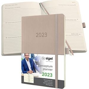 SIGEL C2330 weekkalender Conceptum 2023, ca. A5, taupe, softcover, 2 pagina's = 1 week, 192 blz.