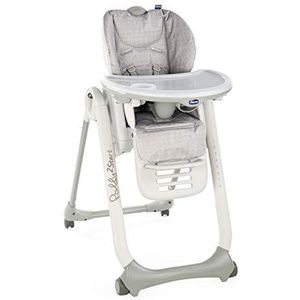 Chicco - Kinderstoel Polly 2 Start - Vanaf Geboorte tot 3 Jaar - Kantelbare Rugleuning - Instelbare Hoogte - Inklapbaar - 4 Wielen - Happy Silver