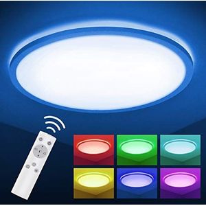 LEDYA Led-plafondlamp, dimbaar, RGB, 24 W, 2200 lm, badkamerlamp, 2700 K-6500 K, warm wit, natuurlijk koud wit licht, voor woonkamer, slaapkamer, keuken, balkon, hal, Ø 420 x 25 mm