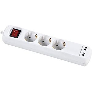 Meervoudige stekkerdoos - stopcontact met 3 stopcontacten, 2 USB-poorten, 1,4 m kabel, ideaal voor het gelijktijdig aansluiten van meerdere apparaten*