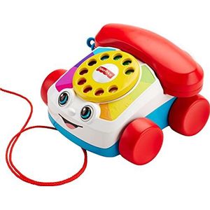 Fisher-Price Trekspeeltje voor peuters Babytelefoon Fantasietelefoon met draaischijf en wieltjes voor wandelend spelen voor peuters vanaf 1 jaar, FGW66
