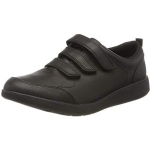 Clarks Scape Sky Y, sneakers voor jongens, zwart (Black Leather Black Leather Black Leather), 36 EU (3,5 UK)