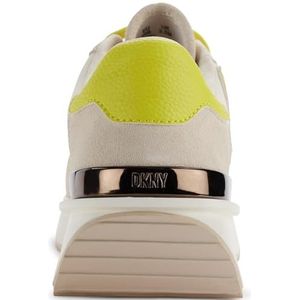 DKNY Dames Arlan Lace-up sneakers, Bone Fluorescent Yellow, 41 EU