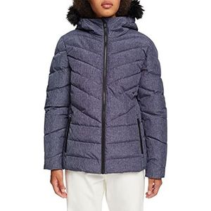 Edc by Esprit gewatteerde jas met capuchon van imitatiebont, 400/marineblauw, M