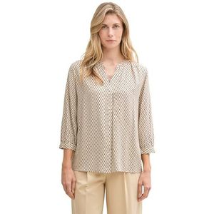 TOM TAILOR Damesblouse, 37690 - Bedrukt Beige Graphic Minimal, 38