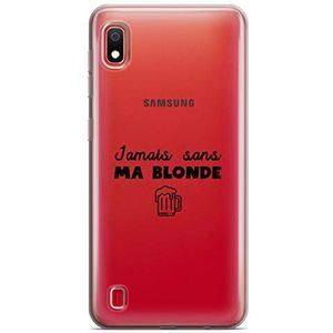 Zokko Beschermhoes voor Samsung A10 Jamais zonder mijn blonde - zacht transparant inkt zwart