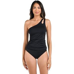 La Blanca Dames Island Godin One Shoulder Keyhole Tankini Badpak Top, Zwart, 36 NL