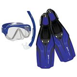 Snorkelmasker en zwemvliezen Mares Aquazone Set Nateeva Keewee - set bestaande uit masker, snorkel en zwemvliezen voor volwassenen - blauw, S/M
