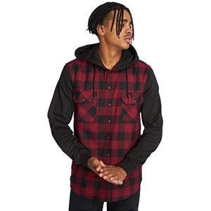 Urban Classics Heren Hooded Checked Flanell Sweat Sleeve Shirt Vrijetijdshemd