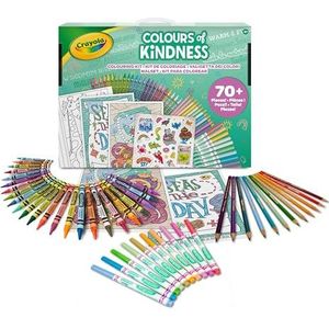 Crayola - Colours of Kindess, Kleurenkoffertje, 70 Stuks +, Viltstiften, Waskrijtjes, Potloden, Kleurvellen, Stickers, Creatief Cadeau voor Jongens en Meisjes, vanaf 4 jaar, 04-2941