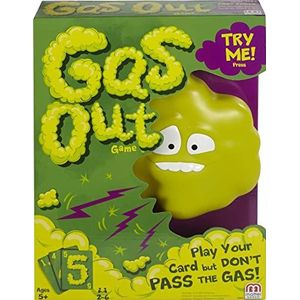 Mattel Games Gas Out, grappig kinderspel met de Elektronische gaswolk die scheten laat en 56 kaarten, een geweldig cadeau voor kinderen van 5-8 jaar, DHW40