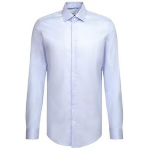 Seidensticker Zakelijk overhemd voor heren, shaped fit, strijkvrij, kent-kraag, extra lange mouwen, 100% katoen, blauw, 39