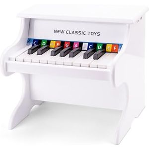 New Classic Toys - Houten Speelgoed Piano - Speelgoedinstrument - Wit - Inclusief Muziekboekje