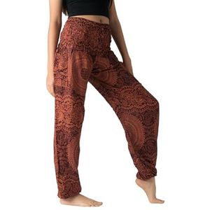 B Bangkok Pants Harembroek Vrouwen Yoga Boho Kleding met Zakken, Bloesem Oranje, M