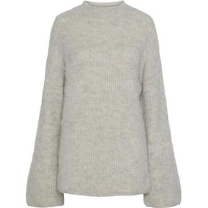 PIECES Dames Pcmala Ls Highneck Knit Noos Bc gebreide trui, lichtgrijs gem., XL