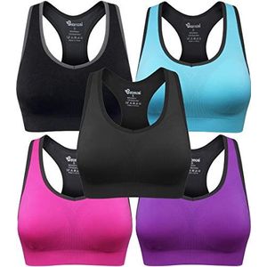Baomosi Sportbeha met racerback voor vrouwen, naadloos, ondersteuning bij hoge impact, voor yoga, sportschool, work-outs, fitness