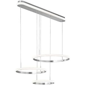 WOFI NEWA hanglamp, kunststof, 52,5 W, geborsteld aluminium, H: 150 cm x B: 50 cm x L: 87,5 cm