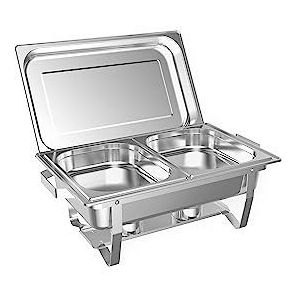 Kamberg - Chafing Dish/buffet verwarming/kooktoestel – roestvrij staal – professionele kwaliteit – 9 liter – 2 vakken – 0008139