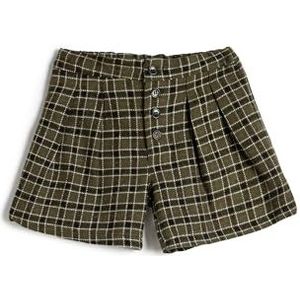 Koton Girls's Check Button Detail Wool Blend Shorts, Green Check (8c1), 5-6 Jaar