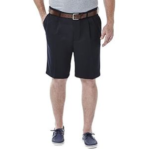 Haggar Cool 18 Korte broek, heren, klassieke pasvorm, geplooiede voorkant, rekbare tailleband (standaard, grote en lange maten), Donkerblauw, 48