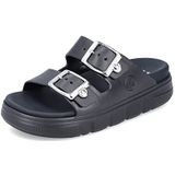 Rieker - Slippers - Zwart - Plateau - Gespsluiting