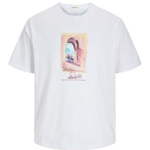JACK & JONES Jorhydra Front Tee Ss Crew Neck Pls voor heren, wit (bright white), 6XL