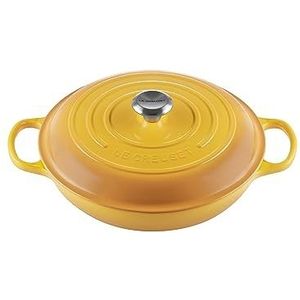 Le Creuset Signature geëmailleerde gietijzeren ondiepe braadpan met deksel, 30 cm, 3,2 liter, Nectar, 21180306724430