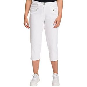 Ulla Popken Dames Hose Mony, Wadenlang, Zipptaschen, Stretch Broek, Schneeweiß, 33W / 32L