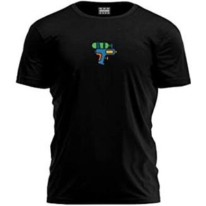 Bona Basics, Digitaal bedrukt, Basic T-shirt voor heren,% 100 katoen, zwart, casual, heren bovenstuk, maat: XL, zwart, XL