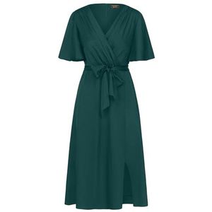 APART Fashion Dames midi-satijnen jurk jurk, emerald, 46