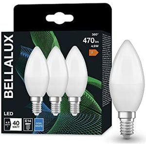 BELLALUX LED-lamp, E14-basis matte optiek,Koud wit (4000K), 470 Lumen, substituut voor 40W-verlichtingsmiddel niet-dimbaar, 3-Pak