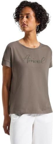 STREET ONE - Shirttop - Dark tumbled beige - Met Tekstborduursel