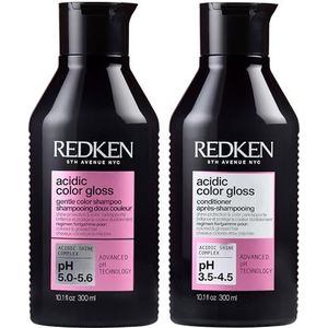 Redken, Routine Voor Gekleurd Haar, Set van Shampoo en Conditioner, Verzacht en Verzorgt Voor Optimaal Kleurbehoud en Ultieme Glans, Zure pH-formule met Aminozuren en vitamine E, Acidic Color Gloss
