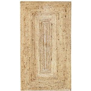 HAMID - Vloerkleed Van Jute, Tapijt Alhambra Natuurlijk, 100% Natuurlijk Tapijt Van Jute, Handgeweven, Vloerkleed Voor Woonkamer, Slaapkamer, Eetkamer, Gang, Ingang - (150x80cm)