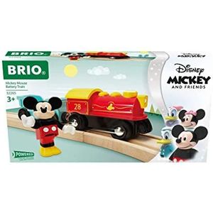 BRIO 32265 Mickey Mouse-trein op batterijen - kleurrijke accubak met wagen en Mickey Mouse als figuur - Compatibel met alle producten ter wereld