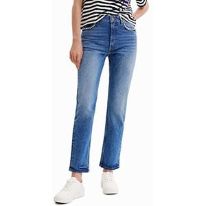 Desigual Dames Regular Dames Denim Lange Broek, Blauw, 34