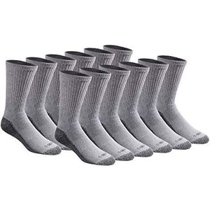 Dickies Multi-Pack Dri-Tech Moisture Control Crew Sokken voor heren, verpakking van 12 stuks, Grijs (12 paar), 46-49 EU