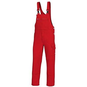 BP Workwear Basic 1482-060-81 tuinbroek - stoffen bretels met rubberen inzetstuk - zakken voor kniebeschermers - puur katoen - normale pasvorm - maat: 50 - kleur: rood