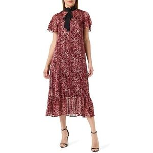 paino Dames Midi-jurk met luipaardprint 19223977-PA01, rood, XS, Midi-jurk met luipaardprint, XS