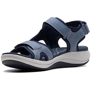 Clarks Mira Bay platte sandalen voor dames, Denim blauwe stof, 38 EU