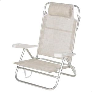 AKTIVE Strandstoel, inklapbaar, 7 standen, beige, 47 x 49 x 82 cm, incl. gevoerde kussens, handgrepen, draagkracht 110 kg, stoelen met verstelbare rugleuning, verschillende posities (62667)