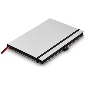 Lamy blanco hardcover A5 notitieboek 810 – formaat DIN A5 (145 x 210 mm) in geborsteld metaal-look zonder liniëring, 192 pagina's en elastische sluitband