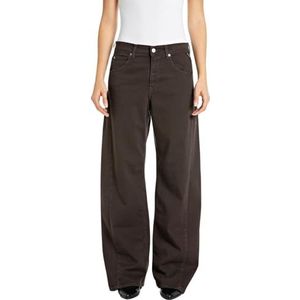 Replay Dames baggy fit jeans Narja, 528 Bruin Zwart, 25W x 32L