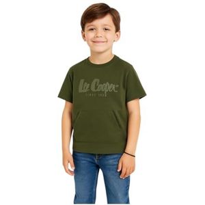 Lee Cooper, T-shirt, jongens, meisjes, (4-14 jaar), poloshirt, tanktop, overhemd, bedrukt, kleding, uniseks, kinderen, sport, ademend, model LCN61 TS B S2-4A, Kaki, 4 Jaar