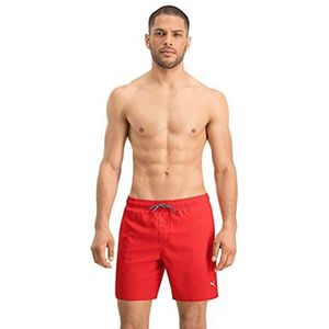 PUMA Middellange zwembroek voor heren, zichtbaar, trekkoord, shorts, rood, M