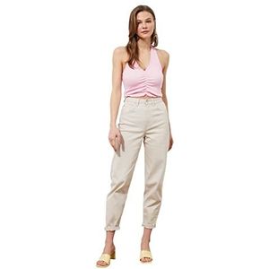 TRENDYOL Gedetailleerde visblouse voor dames, ruches, blouse, roze, L