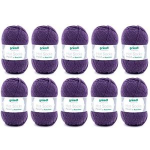 Gründl Hot Socks Pearl Uni Breiwol (knuffelzachte sokkenwol van 75% merinowol, 20% polyamide, 5% kasjmier, 50 g / 200 m, naalddikte: 2,5-3, 10 x 50 g), aubergine, 40 x 37 x 11 cm