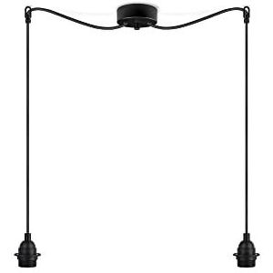 Sotto Luce Bi Kage minimalistische hanglamp - zwart thermoplast - 1,5 m stofkabel - zwarte stalen plafondroos - 2 x E27 lamphouders
